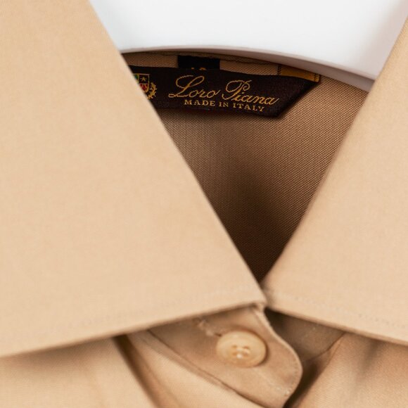 Loro Piana Tan Silk Buttoned Long-Sleeve Shirt - Picture 8 of 10